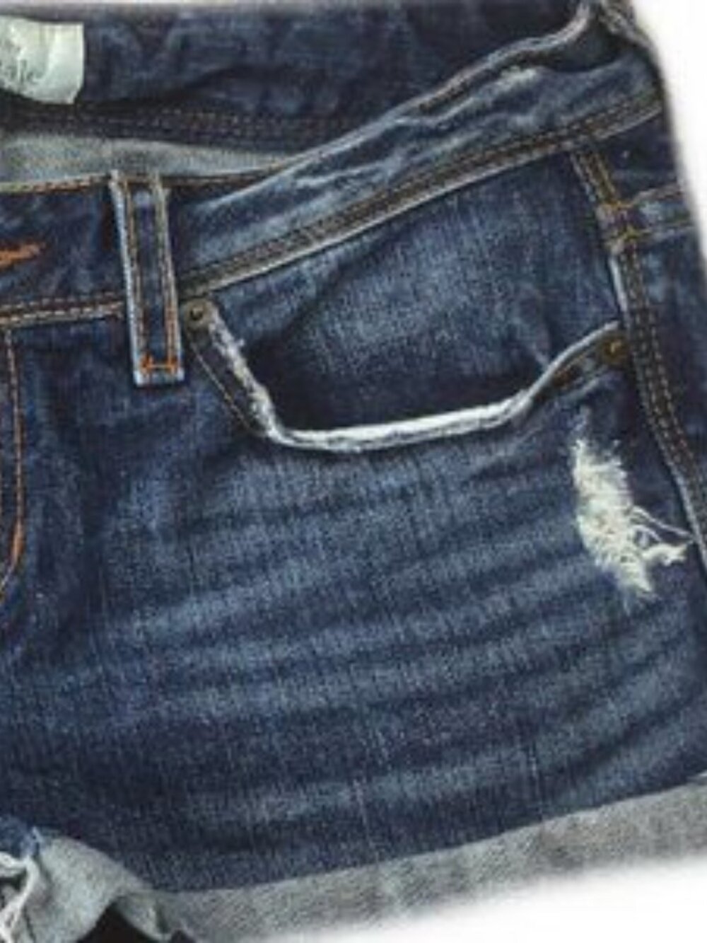 Cotton Distressed Low Rise Blue 1-2 - Picture 4 of 5